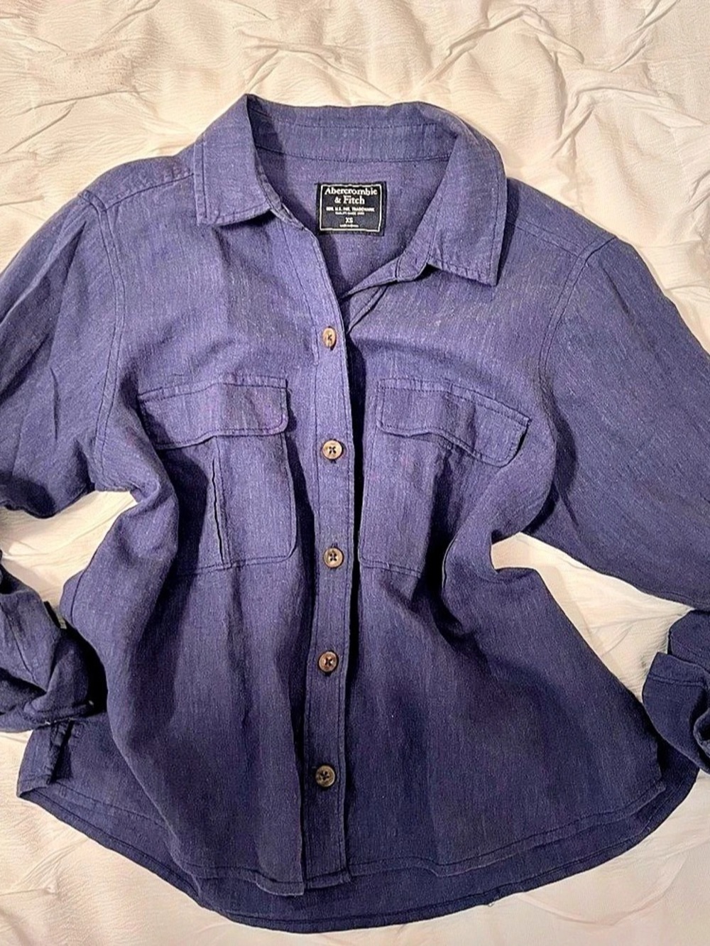 Abercrombie & Fitch Utility Button Down Shirt in Blue Size XS Like New